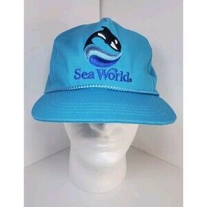 Vtg New Sea World Blue Hat Shamu SnapBack Disney Marine Life Ocean 90s Florida
